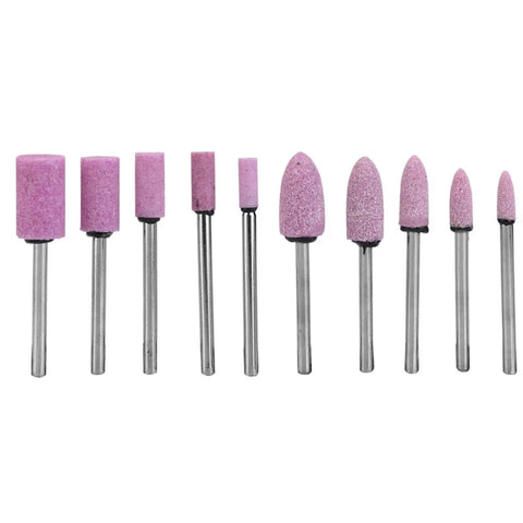 100 Pieces Polishing Stone Head Pro Grade Set For Grinder With 3mm Shank, visible in various shapes and sizes.