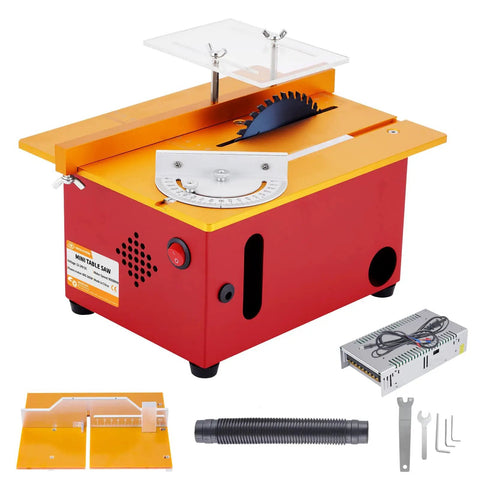 Compact 360W Table Saw For Hobby Woodworking With Adjustable Blade Height 0 To 1.34 Inches Push Table Included
