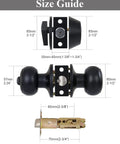Size guide for All Keyed Alike Entry Door Knob And Deadbolt Set with dimensions in matte black finish.