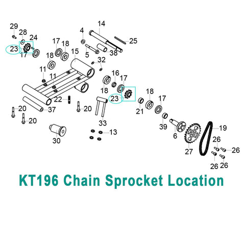 Diagram showing KT196 Drive Sprocket 10 Tooth For Coleman Go Kart 420 Chain 5 8 Bore 3 16 Keyway location