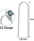 50 Pack 4 Inch U Shaped Galvanized Garden Stakes For Drip Irrigation And Landscape DIY Projects Ground Pins, size and gauge markings
