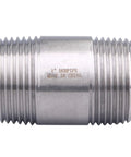 Heavy Duty 1 In NPT Nipple Pipe Fitting 304 Stainless Steel Male Threaded Long Coupling 1 In By 1 In Pack Of 2 For Pro Plumbers Corrosion Resistant And Long Lasting, side view