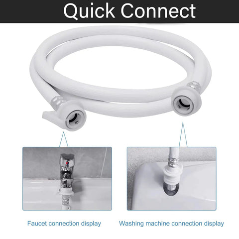 Universal Twin Tub Washing Machine Hose Kit with quick connect and faucet adapters for easy hookup displayed in set.