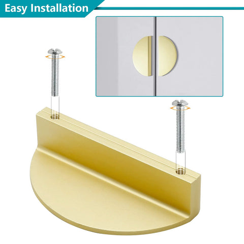 Brushed Brass Half Moon Cabinet Pulls 4 Pack Semicircle Drawer Handles With Screws showing easy installation