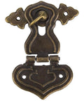 Chic Vintage Bronze Hasp Latch Clamp For Antique Wood Boxes, Retro Zinc Alloy Toggle Catch detailed design with ornamental shape.