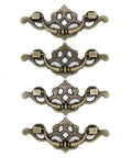 Vintage Antique Brass Bail Pull Handles Set for Wooden Drawers Cabinets and Cupboards Four Pack with Distressed Zinc Alloy Finish
