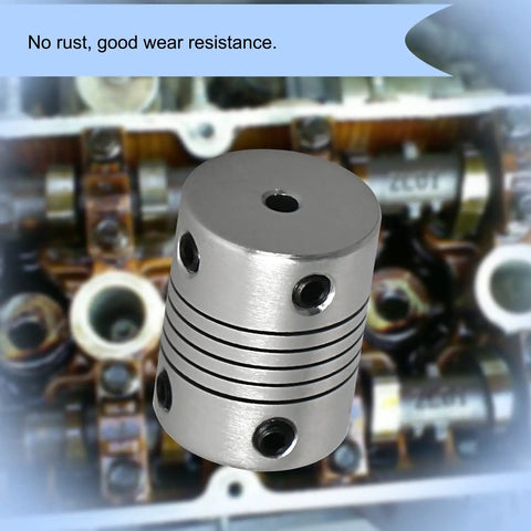 Flexible Beam Coupling 3mm To 5mm Shaft Size 25mm Length 1 Inch With 19mm Outer Diameter, shown with M4 screws