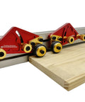 Adjustable Roller Featherboard For Table Saw Feeder With Polyurethane Grippy Wheels And Smooth Guide Rail on aluminum guide rail with wooden board.
