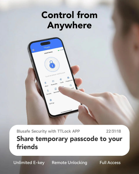 App interface on phone for Smart Fingerprint Door Lock With Keypad For Front Door, Childproof Deadbolt To Prevent Escape, IC Card Access.