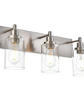 Dope Brushed Nickel Bathroom Light Fixture With Clear Glass Shade, Modern Wall Mount Vanity Lamp 3-light industrial design