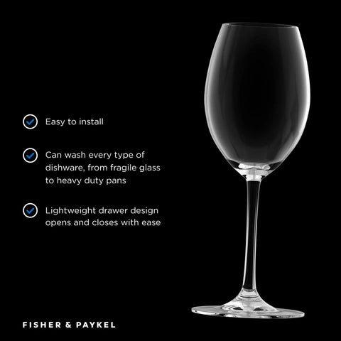 Elegant wine glass highlighting the versatility of the Series 7 Contemporary Single DishDrawer Countertop Dishwasher.