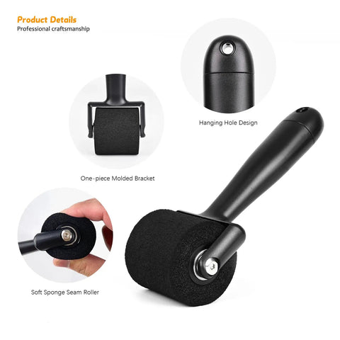 All In One Vinyl Wrap Roller Kit Pro Grade 2 In 1 Rivet Brush Applicator with Weeding Pin, sponge seam roller and details