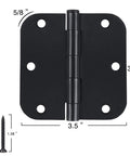 36 Pack Matte Black Door Hinges Three And A Half Inch Radius 6 Holes Interior Easy Install Includes Screws with measurements