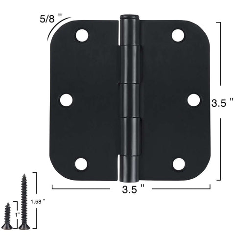 Matte Black 3.5 X 3.5 Inch Door Hinges Heavy Duty Interior Removable Pin 42 Pack With 180 Screws 270 Degree Swing Fits Bedroom Office Laundry Closet RV Shed And More