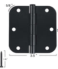 Rounded Matte Black Door Hinges Set Three And A Half Inch Five Eighths Inch Radius Thirty Pack Interior Flat Iron Bifold Standard Hinge