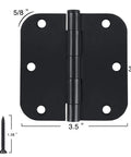 Heavy Duty Matte Black Door Hinges 3.5 Inch showing dimensions and screws for interior doors and cabinet makeovers.