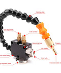 Heavy Duty Acid Resistant Coolant Sprayer With Adjustable Nozzle And Slick Mist Setup For Drill Presses and Workshop Lubrication showing copper nozzle and cooling pipe.