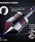Pro Grade Countersink Drill Bit Set M35 5 Flute HSS 82 Degree Hex Shank 1/4 To 3/4 Inch for wood and metal, close-up view