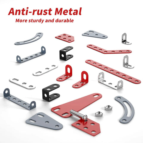 Anti-rust metal parts from Hands On Model Car Building Kit For Kids 8 To 12 With 287 Metal Parts Nuts Bolts And Tools STEM Vehicle Assembly Toy