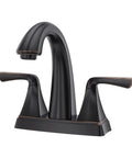 Tuscan Bronze Centerset Bathroom Sink Faucet With Two Handles For 3 Hole Sinks 4 Inch Center Set Spout Durable Build Push And Seal Drain