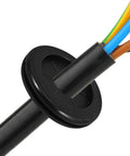 Black Rubber Grommet Kit For Cable Management With Dual Sided Buckle Design, Fire Resistant And Waterproof Desk Hole Cover For Office And Home Use, Includes Four Pieces, black rubber desk hole cover with cables
