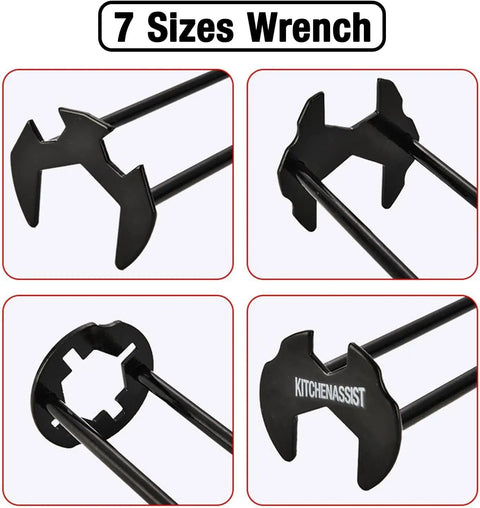 Four jaw hex spanner of Two Pack Basin Wrench Set For Tight Spaces Universal Faucet Nut Tool Seven Size Adjustable Plumber Wrenches.