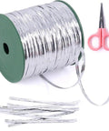 Silver Metallic Twist Ties For Bread Bags Candy Party Decor 350 Yard Pack Includes Pink Scissors Easy To Cut And Style