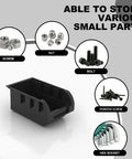 Wall Mounted Bolt And Screw Organizer Bins Set, Plastic Storage Bins For Garage, Red And Black 60 Piece Large Kit displayed with screws and nuts.