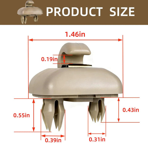 Sun Visor Clips Replacement Set For Audi Cars A1 A3 A4 A5 A6 Q3 Q5 TT S3 S4 S5 Allroad Beige ABS Interior Size Diagram