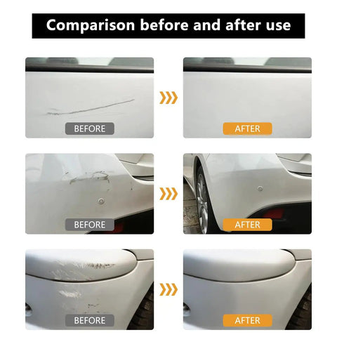 Comparison of vehicle before and after using Vehicle Scratch Remover Kit 2025 Upgrade with Wipe Sponge and Polishing Wax