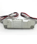 Heavy Duty Pneumatic Solenoid Valve Series SY500 For Industrial Air Tools And Machinery Components Replacement Part. Gray with wires.