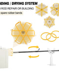 2 Pack Plug In Fishing Rod Repair Machines for wrapping poles, with rubber bands and dual rotator kit for epoxy drying.