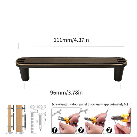 Four Pack Three Point Eight Inch Coffee Antique Brass Cabinet Pulls Handles For Kitchen Cupboard Wardrobe Closet Vanity Drawers