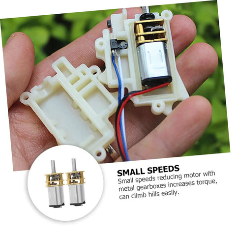 Close-up of a 6 pack micro metal gear motor with mini reducer, showing durable metal construction, ideal for tiny robots and drones.