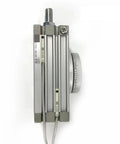 Heavy Duty Industrial Rotating Pendulum Buffer Cylinder MSQB Series Swing Damper HRQ Adjustable Stroke shown from top view.