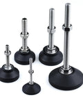 Rock Solid Universal Adjustable Machine Leveling Feet Swivel Base Articulating Legs With M5 And M6 Threads heavy duty rubber pads and swivel bases