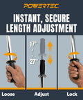 Extendable Floor And Wall Roller With 17 To 27 Inch Adjustable Handle And 7.5 Inch Wide Roller Head showing length adjustment