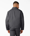 Classic Mens Lined Eisenhower Jacket Heavy Duty Workwear Rugged Poly Cotton Twill Wrinkle Resistant Charcoal Plus Size 3X back view