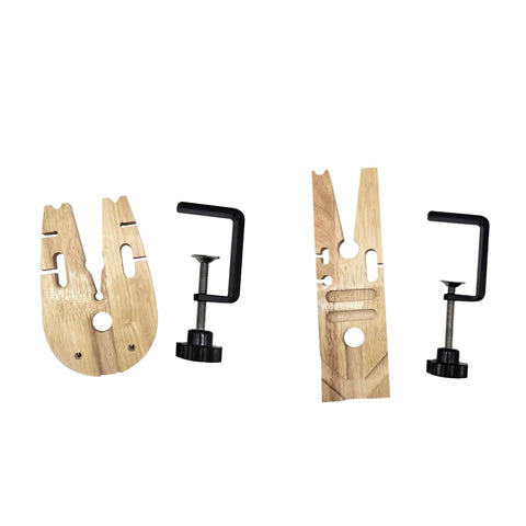 Parts of Pro Grade Desktop Jewelry Fixture Bench For Woodworking Clamps And Mobile Studio Use Solid Wood Alloy Workholding Device.