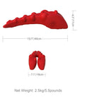 Red trapezius massager, 15.7-inch silicone tool for neck and upper back pain relief, designed for trigger point therapy.