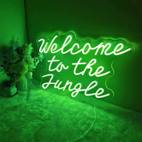 Welcome to the Jungle Neon Sign LED Wall Decor For Entryway Porch Bedroom Home Party Wedding Green 21.65 Inch By 14.57 Inch