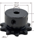 ANSI 35 Roller Chain Sprocket Type B With 6mm Bore And 10 Teeth For 3/8 Inch Pitch Drive Sprockets Hardened ANSI 1045 Steel Antirust