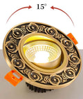 Smooth Brushed Brass LED Recessed Downlights 9 Pack Sleek Anti Glare Ceiling Fixtures Dimmable CRI 90 with decorative floral trim.