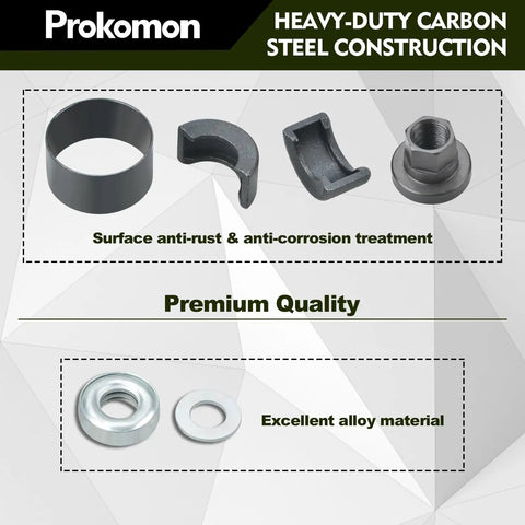 Pro Grade Power Steering Pulley Puller And Installer Kit parts with anti-corrosion steel components, hub diameter adapters shown.