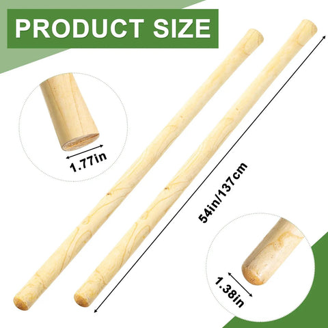 Two Pack Solid Wood Replacement Handles For Round Eye Hoe 54 Inches 137 Cm Grub Hoe Shovel Spading Fork with size details