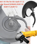 Grinder Guard Five Inch And Four And A Half Inch Replacement Part 39766101 for DeWalt Angle Grinders, shown with tool and installation view