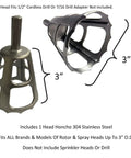 Professional Grade Sprinkler Head Installation Tool crafted from 304 solid stainless steel, hex head fits drill adapters.