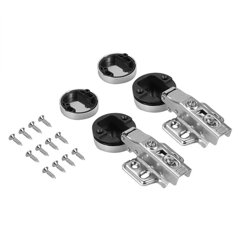 Heavy Duty Cabinet Hinges 2 Pack with Folded Corner Design for Cupboards and Wardrobes, Quiet Smooth Opening shown with screws and mounts