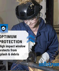 Worker using DP4 Face Shield With Lightweight Build, High Impact Crown And Ratchet Headgear For Grinding And Cutting