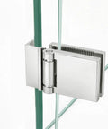 Buttery Smooth L Mount Shower Door Hinge For One Quarter Inch Tempered Glass Aluminum Bracket Polished Chrome Finish side view